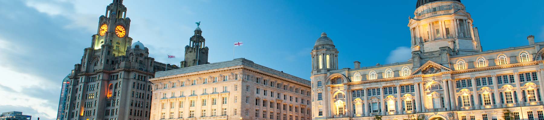 Liverpool buildings with flag