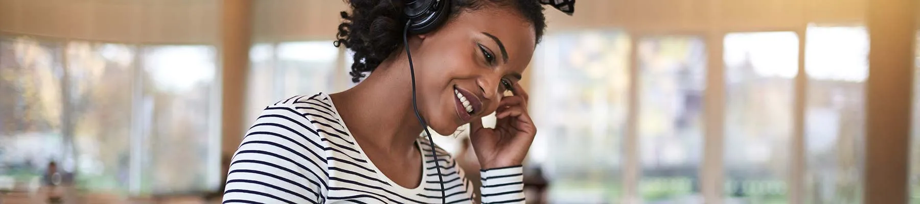smiling woman studying online